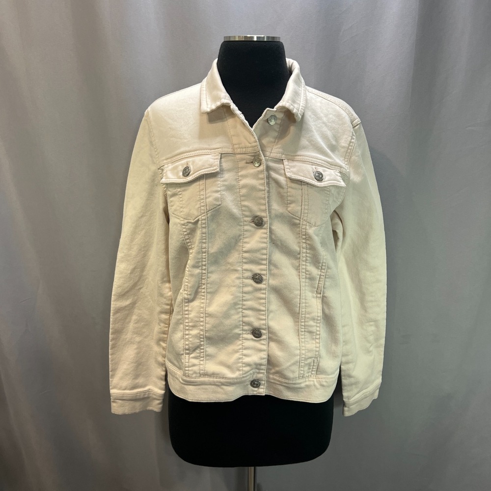 Buffalo David Bitton Trucker Jacket Womens Medium Light Pink Denim Button Front‎